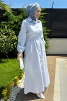 Vêtements hijab BLEU ROBE À RAYURES T 2801