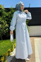 Vêtements hijab BLEU ROBE À RAYURES T 2801