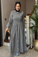 Vêtements hijab GRIS ROBE À RAYURES T 2801