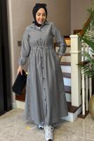 Vêtements hijab GRIS ROBE À RAYURES T 2801