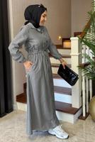 Vêtements hijab GRIS ROBE À RAYURES T 2801
