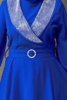 Tesettür giyim LACİVERT TAŞLI KEMERLİ ELBİSE T 2848