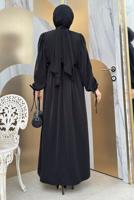 Tesettür giyim SİYAH PAMUKLU PARÇA DETAYLI ELBİSE T 3006