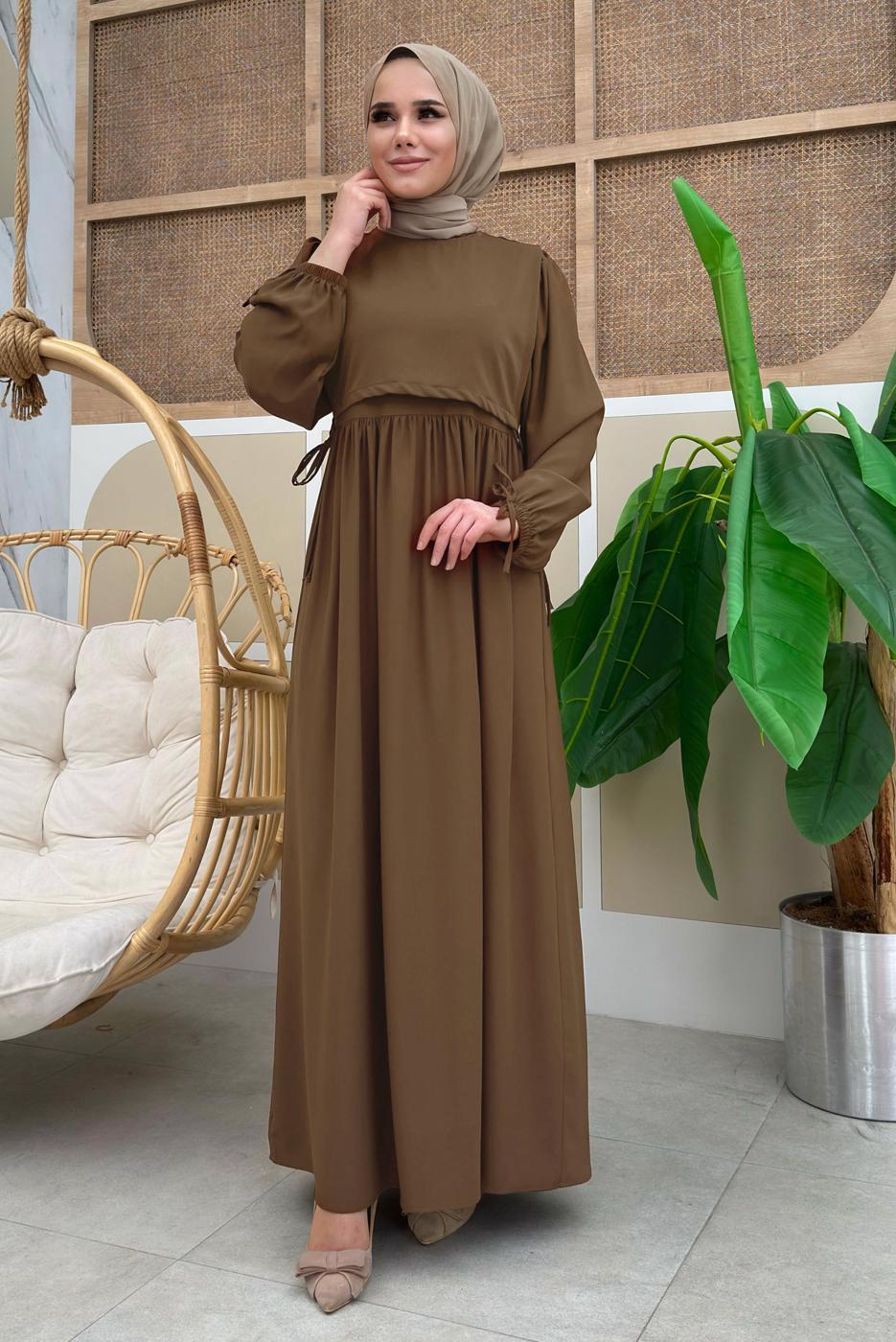 Vêtements hijab VISON ROBE À LACETS EN COTON T 3006