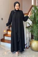 Vêtements hijab NOIR ROBE DÉTAILLÉE EN PERLES T 3516