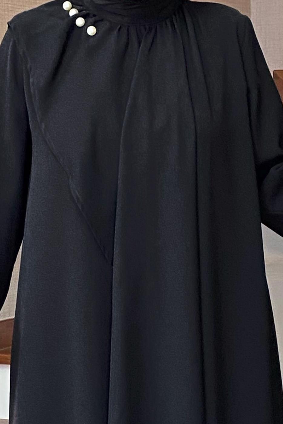 Vêtements hijab NOIR ROBE DÉTAILLÉE EN PERLES T 3516