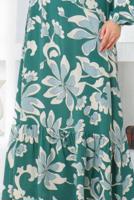 Tesettür giyim YEŞİL DESENLİ VİSKON TESETTÜR ELBİSE T 3520