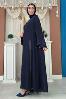 Tesettür giyim LACİVERT TAŞLI ELBİSELİ TAKIM T 3783