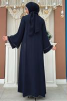 Tesettür giyim LACİVERT TAŞLI ELBİSELİ TAKIM T 3783