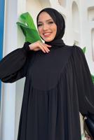 Tesettür giyim SİYAH SALAŞ ELBİSE T 4006