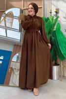 Tesettür giyim KAHVE KUŞAKLI ELBİSE T 4106