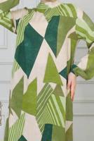 Tesettür giyim YEŞİL DESENLİ VİSKON TESETTÜR ELBİSE T 4128