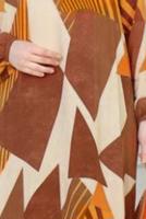 Tesettür giyim KAHVE DESENLİ VİSKON TESETTÜR ELBİSE T 4128