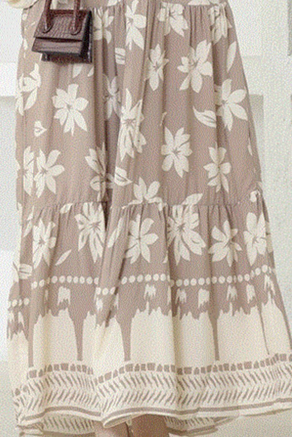 Tesettür giyim VİZON DESENLİ VİSKON ELBİSE T 4153