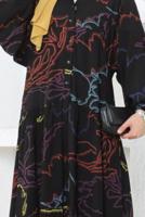 Tesettür giyim SİYAH DÜĞMELİ VİSKON TESETTÜR ELBİSE T 4325