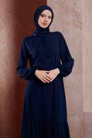 Tesettür giyim LACİVERT SALAŞ TESETTÜR ELBİSE T 4531