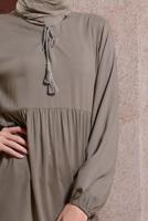 Tesettür giyim VİZON SALAŞ TESETTÜR ELBİSE T 4531