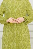 Tesettür giyim YEŞİL DESENLİ VİSKON ELBİSE T 4663