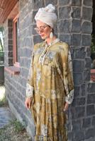 Tesettür giyim VİZON DESENLİ VİSKON ELBİSE T 4666