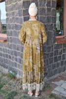 Tesettür giyim VİZON DESENLİ VİSKON ELBİSE T 4666