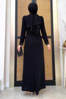 Tesettür giyim SİYAH TAŞ DETAYLI ELBİSE T 4783