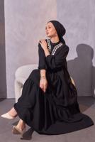 Tesettür giyim SİYAH SALAŞ TESETTÜR ELBİSE T 5114