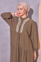 Tesettür giyim KAHVE SALAŞ TESETTÜR ELBİSE T 5114