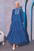 Tesettür giyim LACİVERT SALAŞ TESETTÜR ELBİSE T 5114