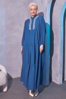Tesettür giyim LACİVERT SALAŞ TESETTÜR ELBİSE T 5114