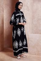 Vêtements hijab CRÈME ROBE MODESTE À MOTIFS T 5232