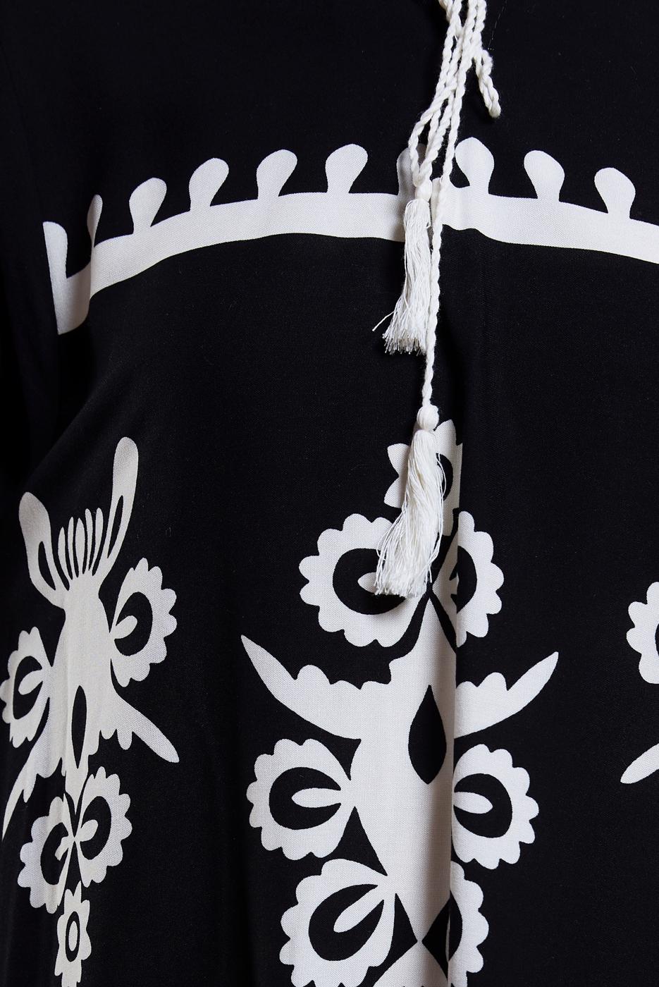 Vêtements hijab CRÈME ROBE MODESTE À MOTIFS T 5232
