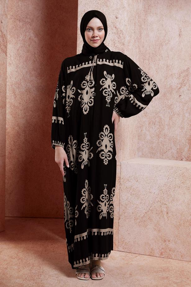 Vêtements hijab VISON ROBE MODESTE À MOTIFS T 5232 - TRENDTESETTÜR