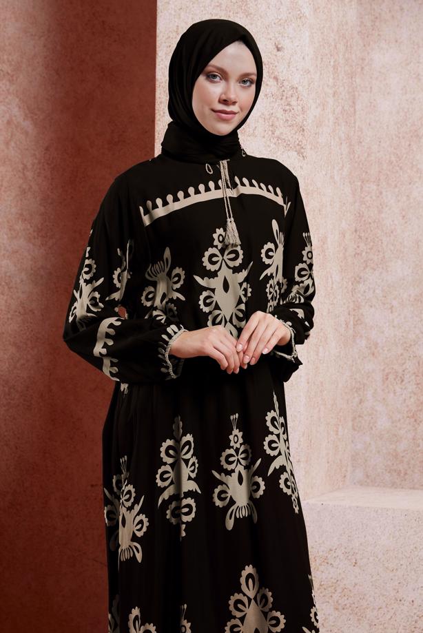 Vêtements hijab VISON ROBE MODESTE À MOTIFS T 5232 - TRENDTESETTÜR