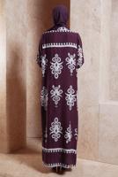 Vêtements hijab CRÈME ROBE MODESTE À MOTIFS T 5232