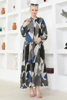 Tesettür giyim SİYAH VİSKON TESETTÜR ELBİSE T 5348