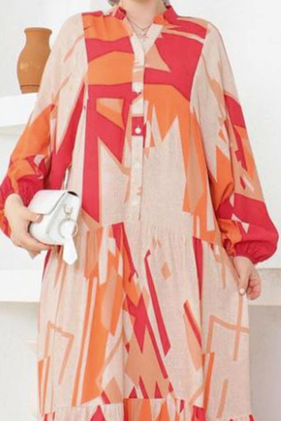 Hijab clothing RED VISCOSE MODEST DRESS T 5348