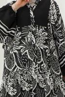 Tesettür giyim SİYAH DESENLİ VİSKON TESETTÜR ELBİSE T 5471