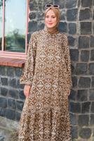 Vêtements hijab BRUN ROBE GRANDE TAILLE À MOTIFS T 5531