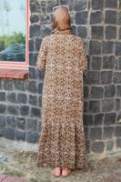 Vêtements hijab BRUN ROBE GRANDE TAILLE À MOTIFS T 5531