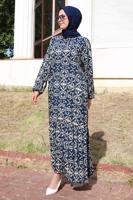 Vêtements hijab BLEU MARINE ROBE GRANDE TAILLE À MOTIFS T 5531