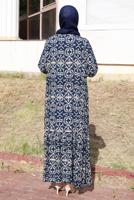 Vêtements hijab BLEU MARINE ROBE GRANDE TAILLE À MOTIFS T 5531