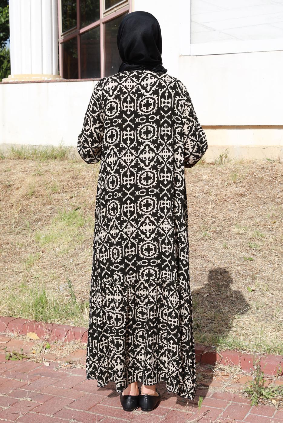 Vêtements hijab CRÈME ROBE GRANDE TAILLE À MOTIFS T 5531