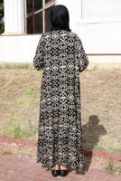 Vêtements hijab CRÈME ROBE GRANDE TAILLE À MOTIFS T 5531