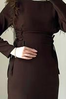 Tesettür giyim KAHVE TÜY DETAYLI ELBİSE T 5795