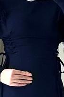 Tesettür giyim LACİVERT TÜY DETAYLI ELBİSE T 5795