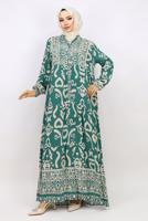 Vêtements hijab VERT ROBE EN VISCOSE À MOTIFS T 5804
