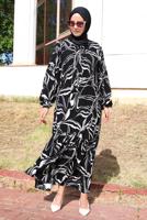 Vêtements hijab NOIR ROBE GRANDE TAILLE À MOTIFS T 5871