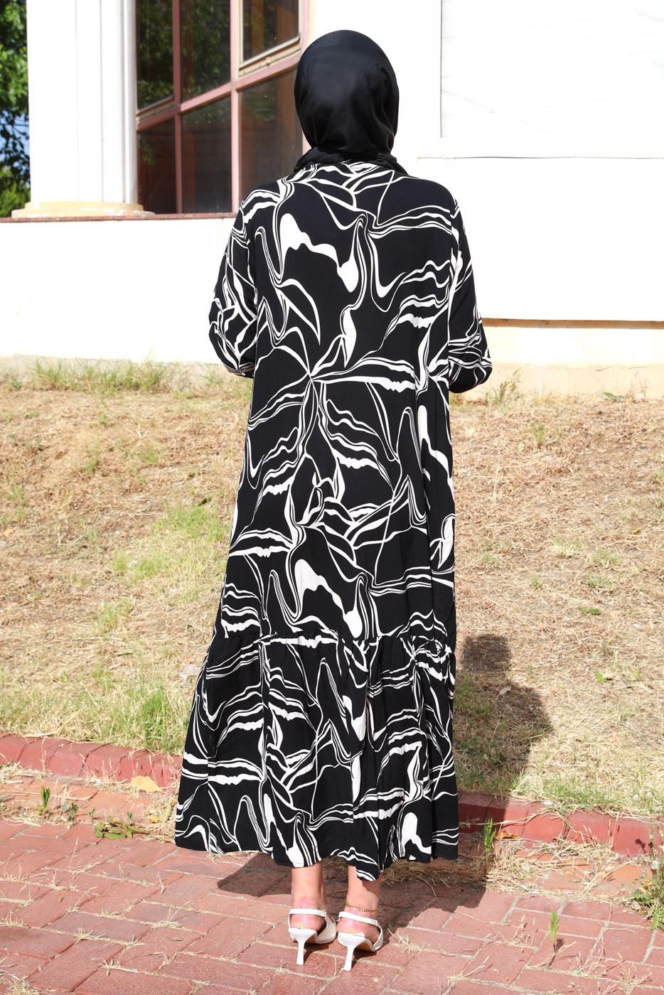 Vêtements hijab NOIR ROBE GRANDE TAILLE À MOTIFS T 5871