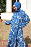 Vêtements hijab BLEU MARINE ROBE GRANDE TAILLE À MOTIFS T 5871