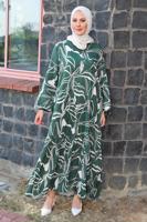 Vêtements hijab VERT ROBE GRANDE TAILLE À MOTIFS T 5871